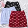 Misschien u rode blauwe zwarte vrouwen hoge taille polka dot rokken mini potlood S0174 210529