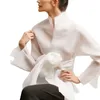 Женские блузки шелковые рубашки Женщины Огень Блузя с длинным рукавом 2022 Высококачественные стволы для подставки для воротничков.
