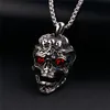high quality Punk skull head pendants hip hop red eye Stainless Steel necklace pendant Antique Kito Gabala skull Men's jewelry with ruby cz stone