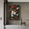 Moderno tamanho grande rosa vermelha poster arte da parede pintura em tela bela flor imagem impressão hd para sala de estar quarto decor316z