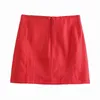 Stylowe Czerwone Kobiety Spódnice Lato Wysoka Talia All-Mecz Eleganckie Mini Spódnice Office Lady Streetwear 210521