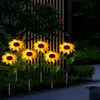 Солнечные огни Подсолнух светодиодные лампы садовые украшения водонепроницаемый IP 65 Открытый парк декоративный ландшафт подсолнухи фея лампы ночной свет