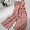 Streetwear Casual Pant Kvinnor Byxor Spring High Waist Loose Drawstring Elastic Wide Leg Sweat Pants 210420