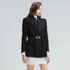Eleganckie Casual Vintage Blazer Dla Kobiet Notched Z Długim Rękawem Sashes Plus Size Blazers Samica Moda Odzież 210524
