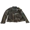 Klassische Motorrad Lederjacken Herren Frühlingsmantel Jacke Slim Multi Pocket Reißverschluss Mantel Feste Farbe Echtes Leder Mantel