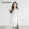 Vestido grande para niñas, vestidos de fiesta de princesa de verano, vestido blanco bordado de encaje para niñas adolescentes 4 6 8 10 11 12 14 años, ropa para niños Q0716