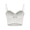 Sexy Women Pearl Strass crop top Push Up Corsetto Canotta femme Perline backless bianco top donna drop 210401