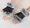 Роскошь - зимняя мода черная половина палец натуральные кожаные перчатки перчатки овечья кожа шерсть половина пальцев пальцев jllgut yy_dhhome