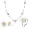 Halsbandörhängen Set Daisy Flower Pendant For Wedding Bridesmaids Brides Party Prom Ring Kits Kvinnliga mode