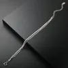 Link Chain Double Layer Bracelet Stainless Steel Zircon &Oval Bead Silver Color For Women Kent22