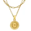 18k oro demolite oro strati di strati di carta clip collana in acciaio inossidabile in acciaio personalizzato lettera iniziale Neckat oro a strati Gold Neckla7082899