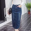 2019 Jeans lunghi da donna Gonne skinny Blu Ragazze Gonna a tubino in denim casual a vita alta Donna saia X0428