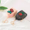 Mini portafoglio portamonete creativo con cerniera personalizzata di lusso per ragazze da donna, piccolo sacchetto di scuola creativo, portachiavi con paillettes