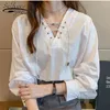 Jesień Moda Temperament White Shirt Damska Z Długim Rękawem Plus Size Kobiety Topy Blusa Manga Larga Mujer Bluzka 6561 50 210427