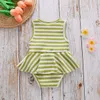 Sommar Baby Stripe Print Short-Sleeve Dress Romper 210528