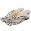 Summer Flip Flops tofflor Snake Print Middle Heel Slides Fashion Clear Slipper Sandaler For Shoes Women