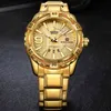 Naviforce marca de lujo para hombre reloj deportivo oro completo acero relojes de cuarzo hombres fecha impermeable reloj militar hombre relogio masculino 210407