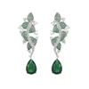 Micro Pave CZ för kvinnor 2021 Trendiga Smycken Bröllop Luxury Dangle Brand Smycken Grön Kristall Örhängen