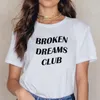 Borken Dreams Club Letter Printed Fashion T Shirt Harajuku Kvinnor Kortärmad Tumblr Grunge Vit Tee Hipster Kvinna TEE TOP 210518