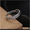 Cluster Rings Drop Delivery 2021 Sanskrit Jewelry S925 Pure Sier Copper Coin Ring For Women Oizn1