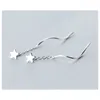 Pendientes colgantes con forma de estrellas de plata de ley 925 auténtica, pendientes de gota a la moda para mujer, joyería fina, regalo para niña 210707