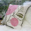 Embroidered Pastoral Floral Cushion Hydrangea cotton chair sofa cushion modern home decor Rectangle pillow drop 210716