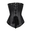 Black Women's Punk Style Spiral Steel Boned midjetränare Cincher Shaper Faux Leather Corset Underbust för festdräkter 825332Z