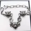 2021 fashion Link Chainhop domineering tiger head bracelet old style vintage antique silver high-quality belt box297A