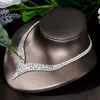 Örhängen halsband Hibride Gorgeous Fashion Cubic Zircon Crystal Set Geometric Design Elegance for Women Bride Jewelry N-1145