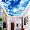 Personalizado grande teto mural papel de parede 3d estéreo céu azul nuvens nuvens natureza paisagem po mural teto papéis de parede 210722