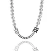 Retro Pearl Stainless Steel Chain Splicing Charm Letter Halsband för män Kvinnor