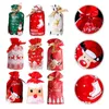 Hediye sargısı 50pcs Noel Drawstring Bag Santa Candy Teceleri Karikatür Goody Çantalar