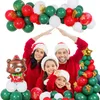 Julfesttillbehör Set Röd och Grön Latex Ballong Arched Garland Aluminium Folie Ballonger Santa Claus Decoration