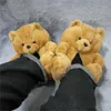 Teddy Bear Slipper Hal Lady Shoe Women House Slipper Plusz dla dziewcząt rozmyte kapcie Śliczne futrzane flip flop buty y0902