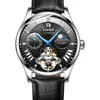 Швейцария Binger Tourbillon Mechanical Watch Automatic Men Men Man Mon Fase Полная стальная полоса сапфир светящиеся водонепроницаемые часы -товарные.