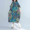 花のプリントの女性のドレス夏の半袖ルーズプラスサイズの女性のシンプルなヴィンテージレディースES 0414 40 210506