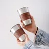 Original Ins Style Leather 304 Stainless Steel Insulated Water mug Nordic Creative Juice Food Grade Coffee Cup