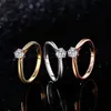 Anéis de casamento clássicos para mulheres para sempre estilo simples seis garras cubic zirconia 3 cor presente de casamento moda jóias kcr033