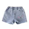 Fashion Kids Shorts for Girls Cotton Cartoon Butterfly Pants Children Elastic Waist Jeans Short Summer Clothes Teens 210622