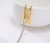 Altın Kübik Zirkonya CZ Moda Dişli Küpe Kadınlar Için Dangle Avize Lady Paslanmaz Çelik Asimetrik Zincir Bling