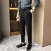 겨울 모직 남자 정장 바지 캐주얼 비즈니스 드레스 바지 슬림 맞는 공식 사무실 사회 바지 Pantalon Homme Classique 210527