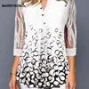 Damenblusen Hemden 5XL Vintage Print Büro Weiß Frühling Sommer Spitze Splice 2021 Casual V-Ausschnitt Langarm Damen Tops Plus Size