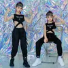 Conjuntos de roupas Meninas Hip Hop Colheita Tanque Calças de Carga Crianças Sweatpants Adolescentes Roupas Infantil Dança Dança Desgaste Trajes Streetwear