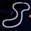 CWWZircons Bling Iced Out Baguette Cubic Zirconia White Gold Color Tennis Chain Chokers Necklace for Women Costume Jewelry CP086