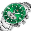 Wach Watches Mens Top Green Fashion Chronograph Male Sport Waterproof All Steel Quartz Clock Relogio Masculino