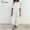 Dicloud boho vit långa dres sommar elegant bröllopsfest strand midi kläder damer saga maternity klänning 210719