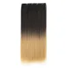 Ombre Synthetic Clip in Hair Extensions One Pieces 5Clips 22Inch Ponytails Straight Hairpieces For Women