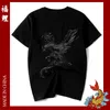 Novo estilo chinês Phoenix bordado t-shirt homens de algodão meia manga moda amantes soltos de manga curta t-shirt homens 210409