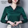 Moda Kadın Bluzlar Ofis İş Kıyafeti Bayanlar Tops Artı Boyutu Şifon Bluz Gömlek Uzun Kollu Kadın Gömlek Blusas 2191 50 210506