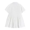 Mode elegan witte mini jurk vrouwen korte mouw zomerfeest verjaardag festival zoete schattige sexy Franse romantische vintage jurk 210417